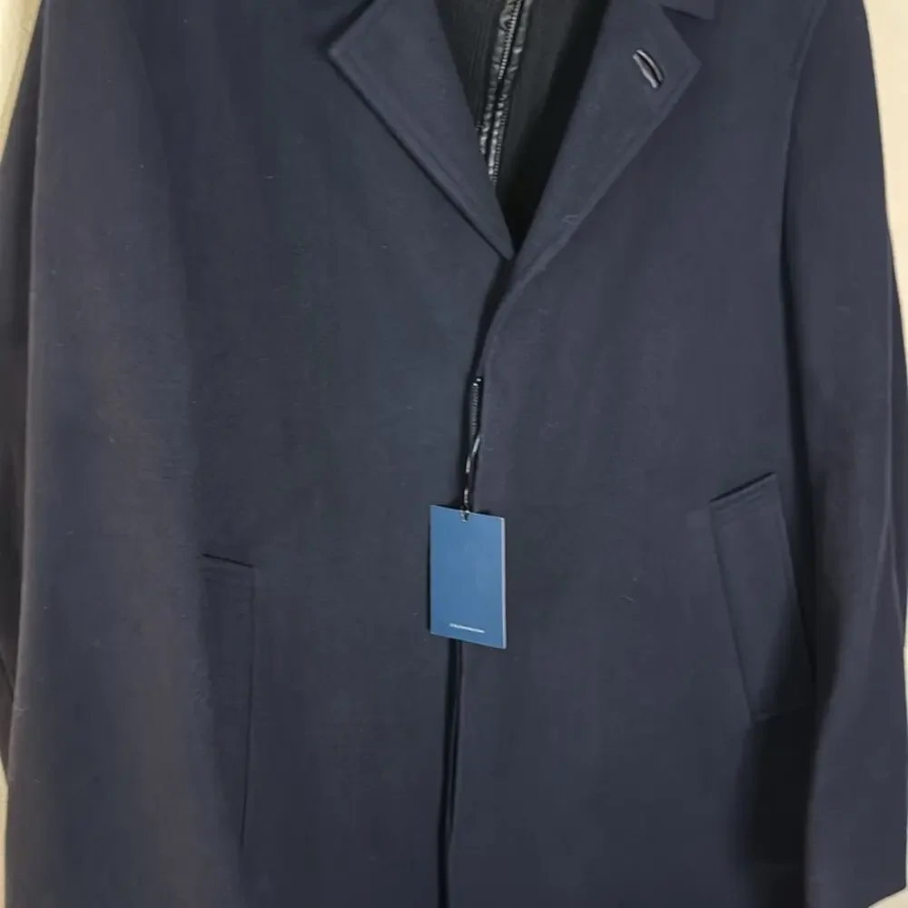 Cole Haan Wool Plush Car Coat - Navy Size XL